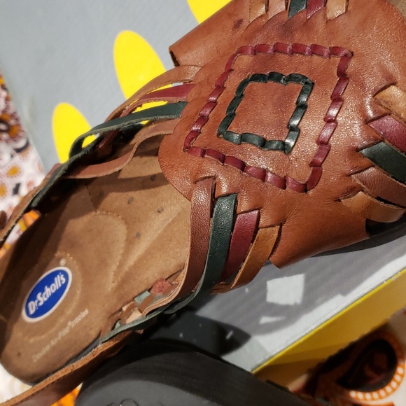 Dr.Scholl's Brown/multi Leather Aztec Huarache strappy Sandal SZ.8.5 - Picture 4 of 9